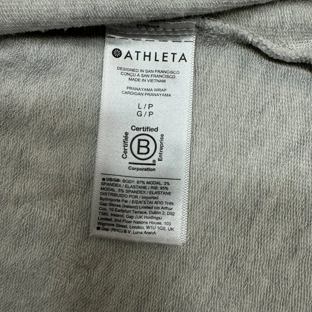 Athleta Pranayama Wrap Cardigan Light Gray Thumbholes Size L - EUC - Picture 5 of 7